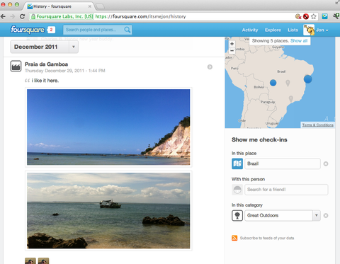 Foursquare açtığı Geçmiş sayfasıyla kullanıcılarının hafızasını tazeliyor