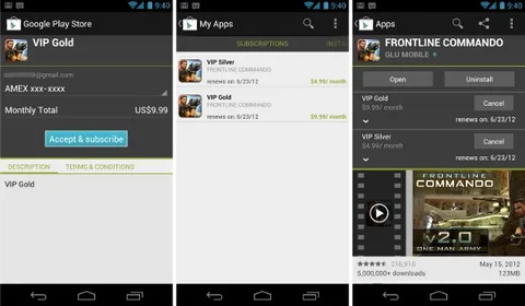 Android platformunda uygulama içi abonelik modeli kullanıma sunuldu