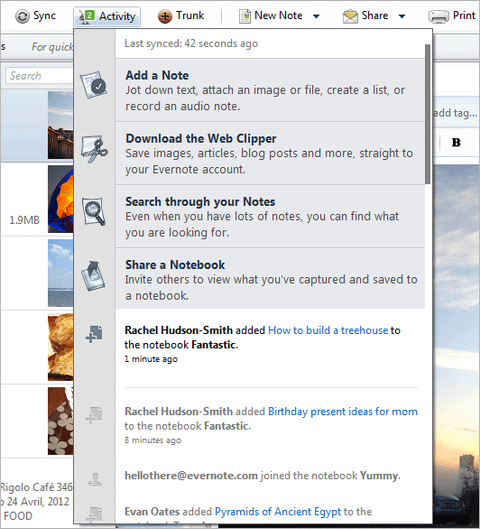 Evernote’un Windows uygulamasına Aktivite sekmesi eklendi