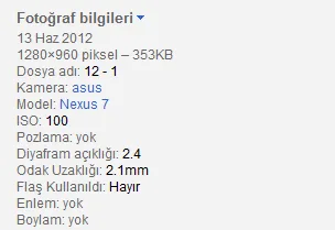 google-nexus-7-foto-bilgi ASUS Nexus 7’ye ait işaretler Google+ fotoğraf bilgilerinde