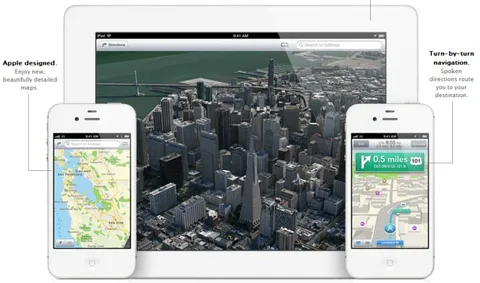 Apple iOS 6 ile birlikte yeni Haritalar uygulamasını tanıttı