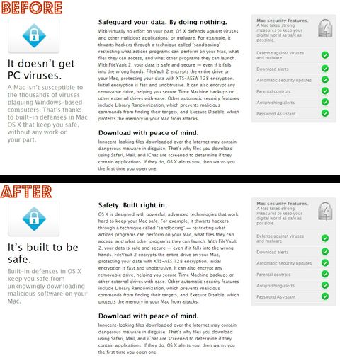 Apple Mac OS X tanıtımındaki güvenlik söylemlerini yumuşattı