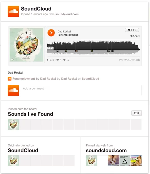 Pinterest SoundCloud entegrasyonuna kavuştu