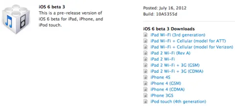 Apple yazılımcılar için iOS 6 beta 3 sürümünü yayınladı