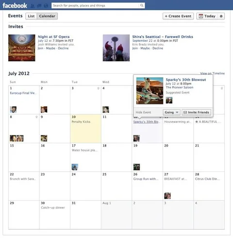 Facebook Etkinlikler sayfasını yeniledi, takvim görünümü ekledi
