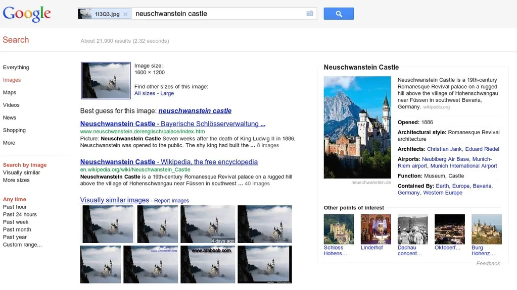 Google görüntü ile arama özelliğine genişletilmiş sonuçlar ve Bilgi Grafiği çubuğu eklendi