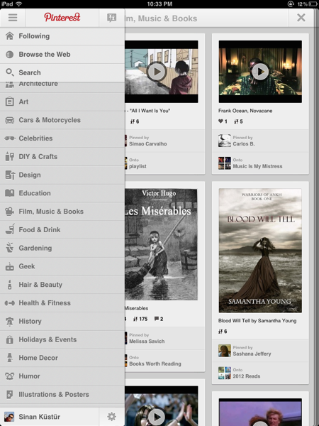 Pinterest iPad Uygulama İncelemesi