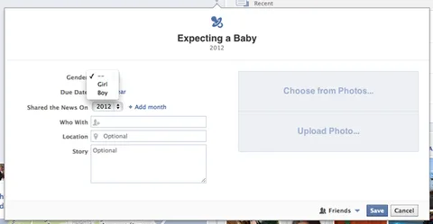Facebook Zaman Tüneli gelişmeleri arasında bebek beklemeyi de ekledi
