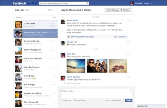 Facebook Mesajlar sayfasına çift bölmeli görünüm ve klavye kısayolları ekledi