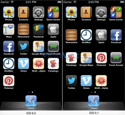 iOS 6 iPhone 5’te beklenen ekran çözünürlüğüne ölçekleniyor, ana ekrana ek bir satır geliyor