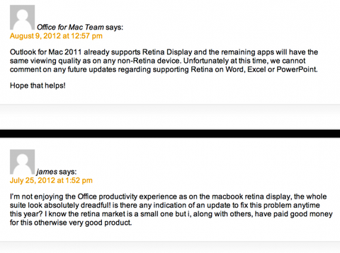 Microsoft Office Mac’in Retina uyumlu hale gelmesi kısa vadede pek olası gözükmüyor