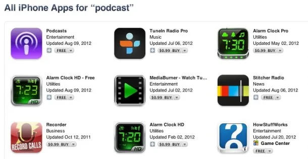 Apple üçüncü şahıslar tarafından geliştirilen podcast uygulamalarını yeniden iTunes aramalarında listeliyor