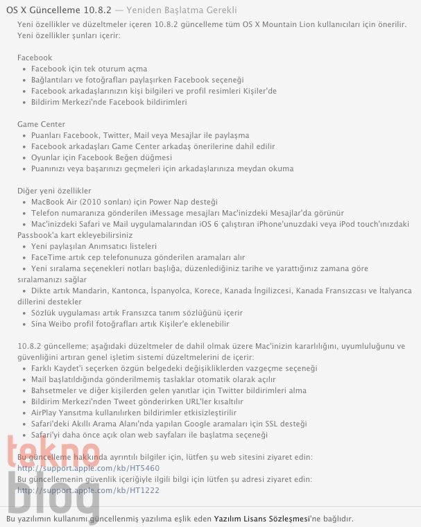 Facebook entegrasyonu ve birleştirilmiş iMessage desteğini getiren OS X Mountain Lion 10.8.2 yayınlandı