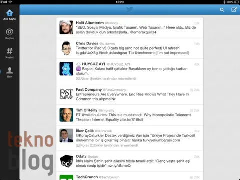 iPad için Twitter 5.0 güncellemesi yepyeni bir kullanıcı arayüzüyle geldi