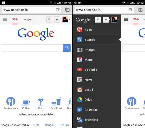 Google mobil web sitesini güncelledi, servisleri gizli bir sütuna yerleştirdi