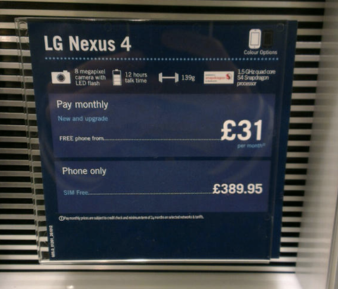 LG Nexus 4’ün Birleşik Krallık’taki satış fiyatı sızdı