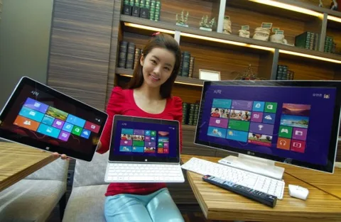 LG Windows 8 yüklü H160 kızaklı klavyeli tableti ve V325 monitör bilgisayarı tanıttı