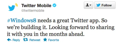 Twitter’ın resmi Windows 8 uygulaması önümüzdeki aylarda yayınlanacak