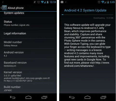 Galaxy Nexus’un GSM versiyonu için Android 4.2 dağıtımı başladı (güncellendi)