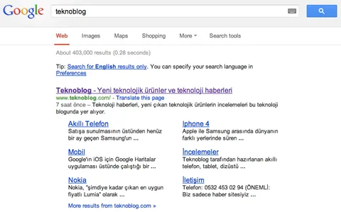 Google arama sonuç sayfalarında tasarım değişikliğine gitti