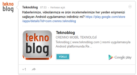 Google+ paylaşılan Android uygulamalarını tek bir tıkla indirme fırsatı sunmaya başladı
