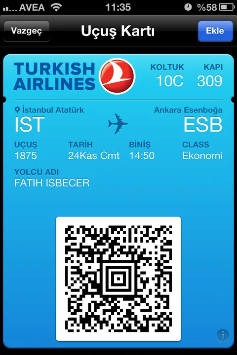 Türk Hava Yolları’nın iOS uygulaması Türkiye’de Passbook desteği kazanan ilk uygulama oldu