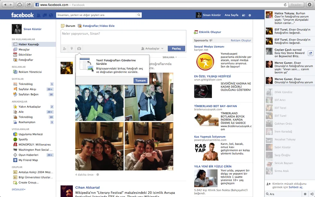 Facebook masaüstü sitesine fotoğraflar için ”yüklemek için sürükle” özelliğini getirdi