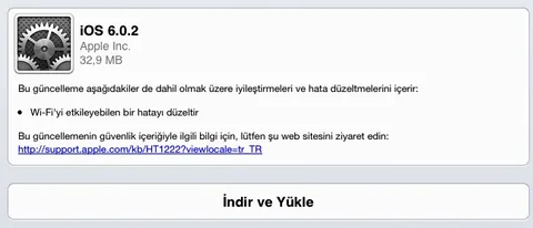 Apple gelen Wi-Fi şikayetlerini çözmek amacıyla iOS 6.0.2 güncellemesini yayınladı