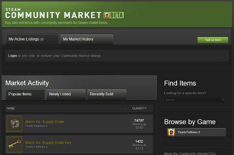 Steam Community Market’ın beta sürümü faaliyete geçti
