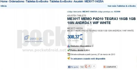 Asus’un dört çekirdekli Tegra 3 işlemcili 10 inç’lik tableti Memo Pad10 sızdı