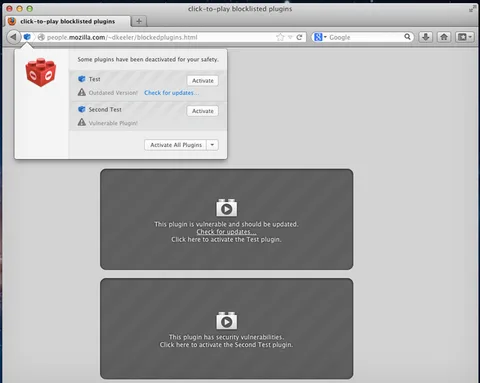 Firefox Silverlight, Java, Adobe Reader ve Flash’ın eski sürümleri için yeni bir engelleme mekanizması getiriyor