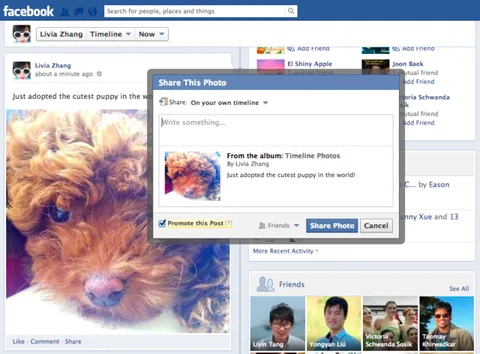 Facebook arkadaşlar tarafından yapılan paylaşımları tanıtmaya izin veriyor