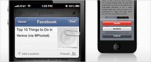 iOS için Pocket uygulamasına Facebook’ta doğrudan paylaşım ve kolay silme işlevleri eklendi