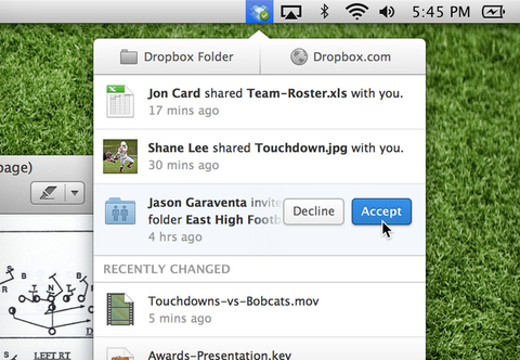 Dropbox masaüstü istemcilerini güncelledi, bildirim desteği ekledi