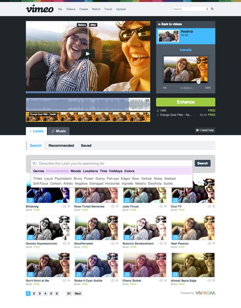 Vimeo Looks ile video efekt modasına kayıtsız kalmayacak