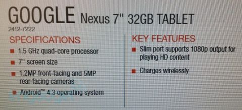 İkinci nesil Nexus 7 Android 4.3 ile çalışacak, iki kamerası bulunacak
