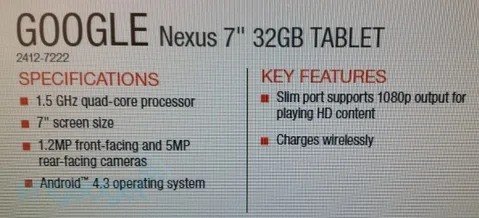 İkinci nesil Nexus 7 Android 4.3 ile çalışacak, iki kamerası bulunacak