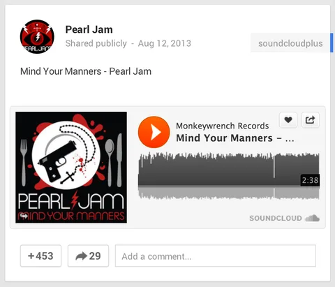 SoundCloud paylaşılabilir yerleştirme bileşeniyle Google+ entegrasyonunu genişletiyor
