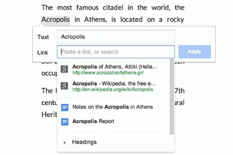 Google Drive içine eklediği dahili arama çubuğuyla bağlantı eklemeyi kolaylaştırıyor