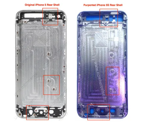 iPhone 5S ve 5C’ye ait olduğu iddia edilen arka kapaklar iPhone 5’in arka kapağıyla karşılaştırıldı