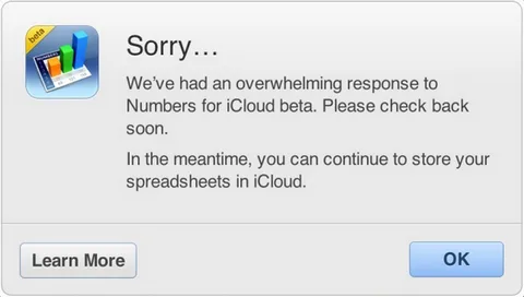 Herkese açık iWork for iCloud beta sürümüne erişim aşırı talep nedeniyle kısıtlanıyor