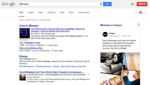 Google+ #etiketleri Google arama sonuçlarına ekleniyor