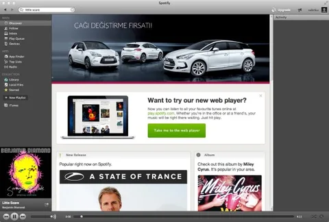 Çevrim içi müzik platformu Spotify artık Türkiye’de