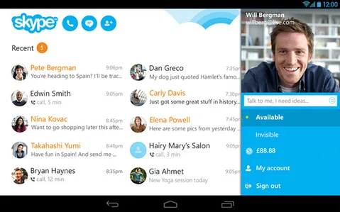 Skype Android uygulamasına yeni tablet arayüzü