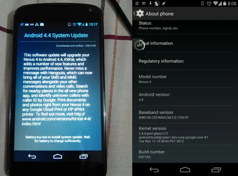 Nexus 4 için Android 4.4 KitKat dağıtımına başlandı