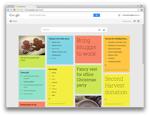 Google Keep web sürümüne renkli tasarım ve yeni araçlar