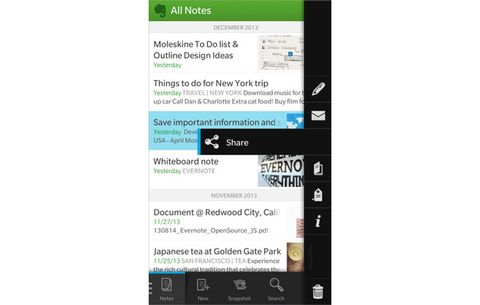 BlackBerry 10 için Evernote uygulamasına paylaşım özelliği ve çevrim dışı not defterleri eklendi