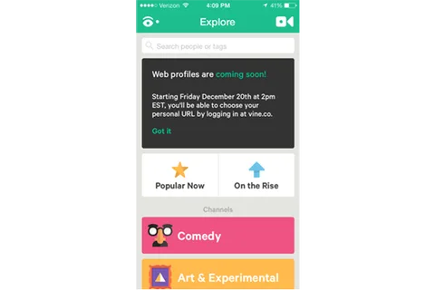 Vine web profilleri yolda, URL rezervasyonu bu akşam