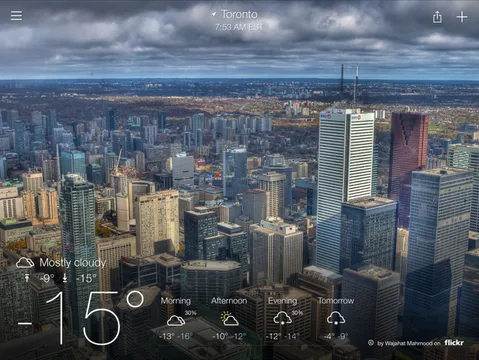Yahoo Weather iPad uygulaması iPhone’daki tasarımı büyük ekrana getirdi