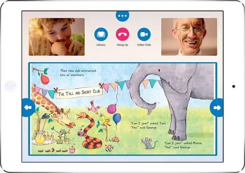 iPad için Caribu uygulaması çocuklara video görüşmesi yaparken resimli e-kitaplar okuma imkanı veriyor